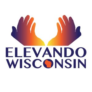 Two hands open to the sky with the words Elevando Wisconsin.