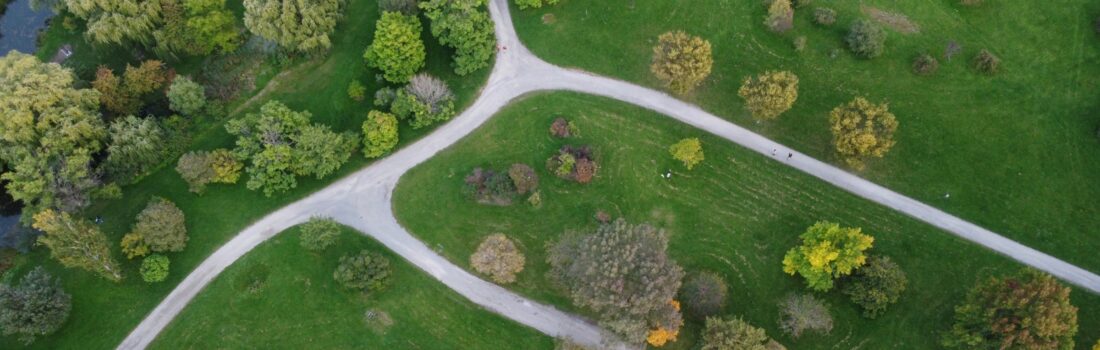 Arial view of a community park