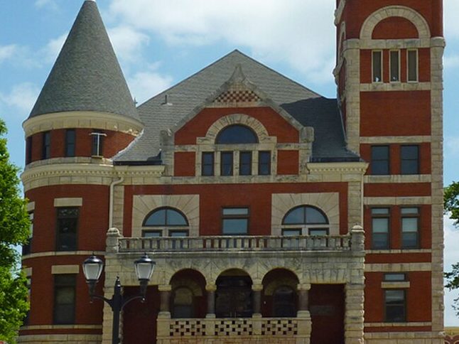 The exterior of the historic Green County courthouse